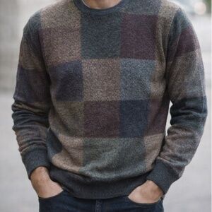 Men's Plaid Crewneck Sweater - Multicolor